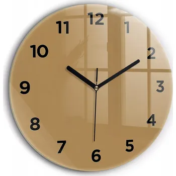 Hodiny Kulatý Skleněné Nástěnné Hodiny do Kanceláře se Stylovým Béžovým Potiskem fi60 cm