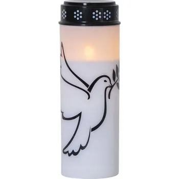 Svíčka Hřbitovní Svíčka LED HOLUBICE bílá 20,5 cm 2500 h na baterie IP44