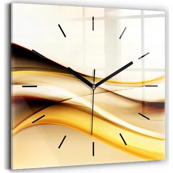 Hodiny Skleněné Hodiny s potiskem Tiché Klasické Nástěnné Abstrakce vlna 30x30