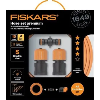 Zahradní hadice Sada zavlažovací hadice Fiskars Premium, 15 m, 3/8" (1020447)