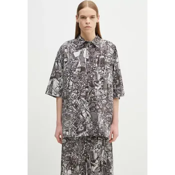 Pánská košile Bavlněná košile Marcelo Burlon Aop Mech Bowling Shirt Dark Grey Medium šedá barva, relaxed, s klasickým límcem, CMGG002S25FAB0010706, L, 90X