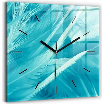 Hodiny Skleněné nástěnné hodiny tiché ručičky Obývací pokoj zeleno-tyrkysové vintage 30x30