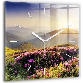 Hodiny Skleněné Hodiny s potiskem Nástěnné Tiché ručičky Kuchyně Horská krajina