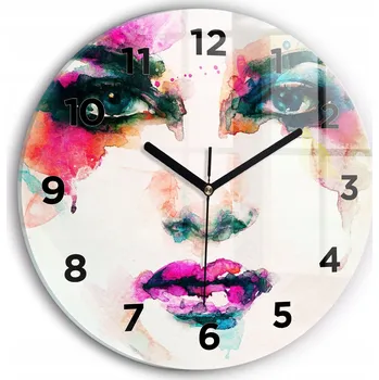 Hodiny Ozdobné nástěnné hodiny s krásnou grafikou Abstraktní ženská tvář průměr 30 cm