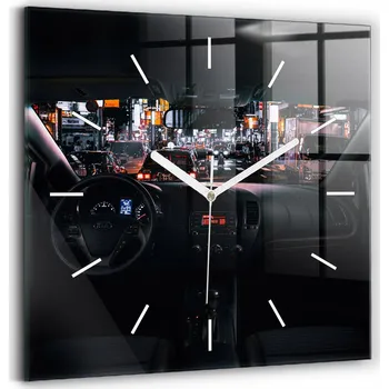 Hodiny Skleněné hodiny s motivem na zeď Tiché ručičky Kuchyně Auto v Tokiu