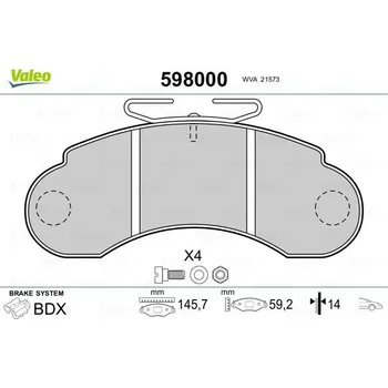 Brzdová destička Sada brzdových destiček, kotoučová brzda VALEO 598000