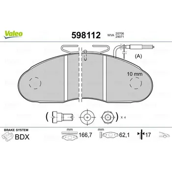 Brzdová destička Sada brzdových destiček, kotoučová brzda VALEO 598112