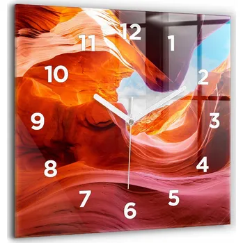 Hodiny Velké tvrzené skleněné hodiny s tichým mechanismem, nástěnné, styl loft, Kanion 60x60