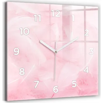 Hodiny Skleněné nástěnné hodiny s motivem peří – abstraktní design 30x30 cm