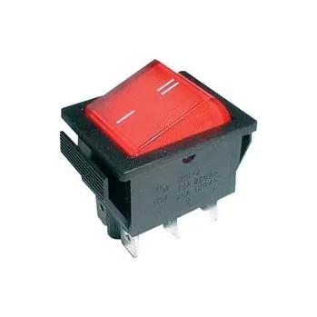 Elektroinstalační materiál Přepínač kolébkový 2pol./6pin ON-ON 250V/15A červený