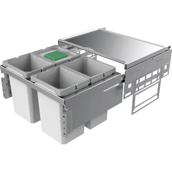 Odpadkový koš Cox® Base 360 S/600-4, odpadkový koš pro čelní výsuv, s bio víkem, světle šedá, V 360mm