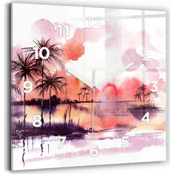 Hodiny Skleněné hodiny s potiskem Tiché Nástěnné Tropická krajina