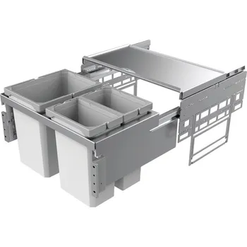 Odpadkový koš Cox® Base 360 K/600-3, odpadkový koš pro čelní výsuv, bez bio víka, světle šedá, V 360mm