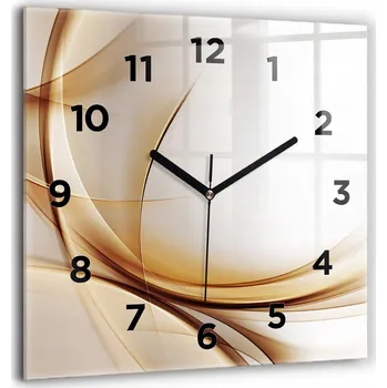 Hodiny Minimalistické skleněné nástěnné hodiny se vzorem zlaté abstrakce 60x60 cm