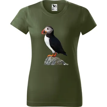 Dámské tričko s potiskem Papuchálek Barva trička: Khaki - 09, Velikost: M