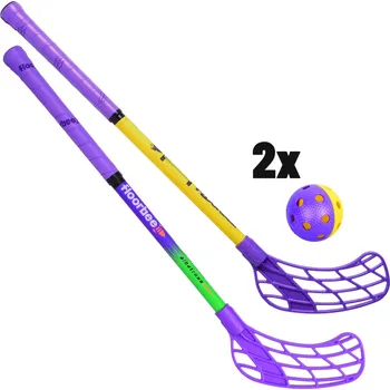 Florbalová hůl FLOORBEE Albatross Starter purple/green + ball Florbalový set fialová / zelená, Oboustranná, 50cm (=60cm), (6 - 8 let)