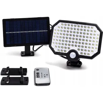 Nástěnné svítidlo Solární LED svítidlo na zeď, dvoudílné, s pohybovým senzorem COB, černé, 6500K