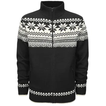 Pánský svetr Pulovr Cardigan Norweger černý 5XL [64]