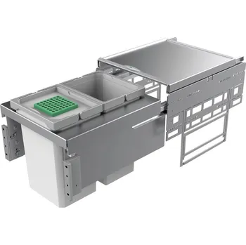 Odpadkový koš Cox® Base 360 S/400-2, odpadkový koš pro čelní výsuv, s bio víkem, světle šedá, V 360mm