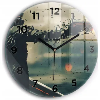 Hodiny Moderní skleněné nástěnné hodiny Smrtelná zbraň černé ručičky průměr 60 cm