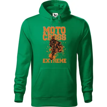 Pánská mikina Pánská mikina s potiskem Motocross Velikost (muž): XL, Vyberte barvu: Středně zelená