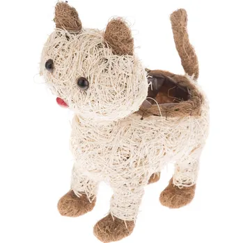 Biokrb Proutěný obal na květináč Kočka, 32 x 30 cm, hnědá