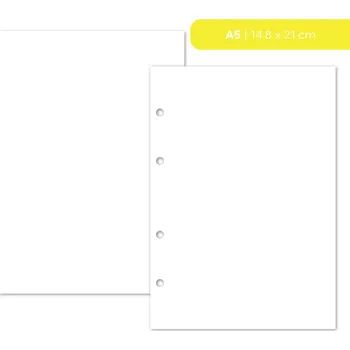 Náplň do diáře Fleppi Náplň do diáře - čisté listy Tomoe River | bílé Vyberte velikost náplně: A5 - 4 dírky