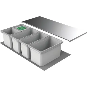 Odpadkový koš Cox® Box 235 S/1000-5 Bio, odpadkový koš pro stávající výsuvy, světle šedá