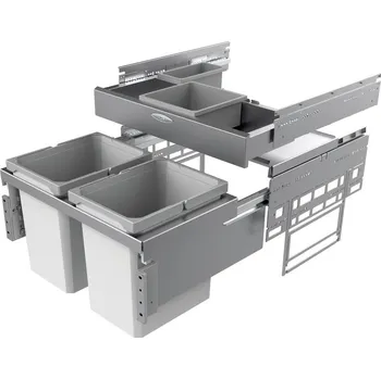 Odpadkový koš Cox® Base 360 K/600-2 včetně Base-Board® odpadkový koš pro čelní výsuv, bez bio víka, světle šedá, V 460mm