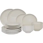 Jídelní sada talířů 18 ks lesklá krémová HT-24327591