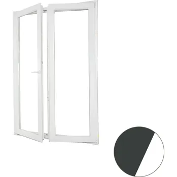 Okno ALUPLAST Plastové dvoukřídlé balkonové dveře antracit/bílé 140x210 Otvírání: Levé, Zasklení: Dvojsklo Ug= 1,1