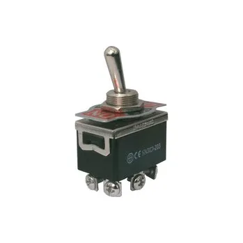 vypínač a zásuvka Přepínač páčkový 3pol./6pin ON-OFF-ON 250V/10A šroub.