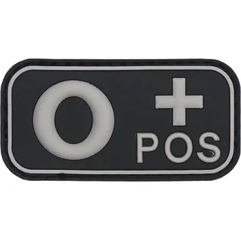 Nášivka FOSCO Označení krevní skupiny 0+ positive 3D PVC černá