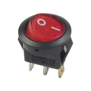 Auto elektroinstalace ON/OFF kulatý/prosvětlený/12V/6A/červený