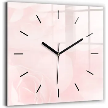 Hodiny Čtvercové skleněné nástěnné hodiny do kanceláře s grafikou Kvetoucí růže 30x30 cm