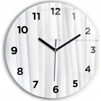 Hodiny Moderní skleněné foto hodiny na zeď tichý mechanismus Vlny textura průměr 30 cm