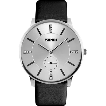 Hodinky Pánské hodinky SKMEI analogové, kožený pásek, černé/hnědé