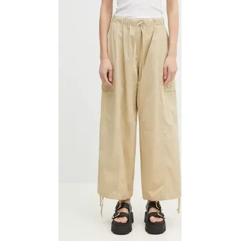 Dámské kalhoty Kalhoty Kenzo dámské, béžová barva, široké, high waist, FF52PA1059FI.11, S, 80X