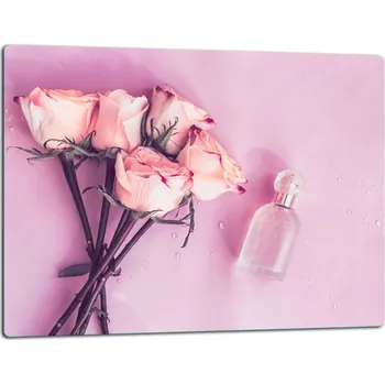 Kuchyňské prkénko SKLENĚNÁ DESKA NA KRÁJENÍ 52x40 KVĚTY RŮŽE TVRZENÉ SKLO 7v1