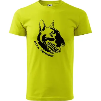 Pánské oblečení Pánské tričko s potiskem Bull terrier Velikost: S, Barva trička: Limetková