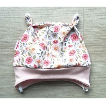 Kojenecká čepice AMÁLKA Elastická čepička jersey, barevné květinky Velikost: 56-62