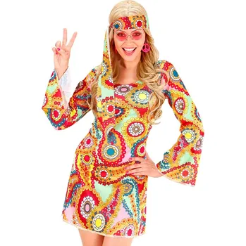 Karnevalový kostým Dámské hippies šaty - S