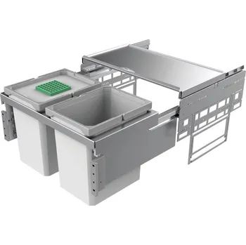 Odpadkový koš Cox® Base 360 K/600-2, odpadkový koš pro čelní výsuv, s bio víkem, světle šedá, V 360mm