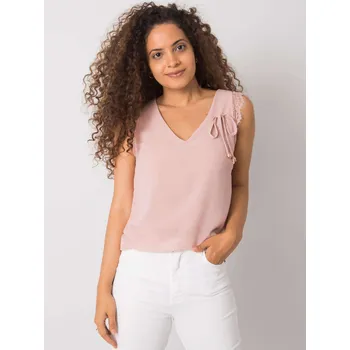 Světle růžový top s krajkou -DHJ-TP-13317.25P-pink Velikost: ONE SIZE