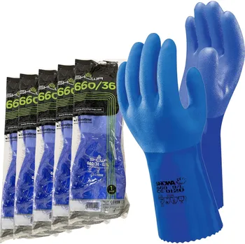 Pracovní rukavice 5 párů chemicky odolných Pracovní Rukavice BOZP Showa 660 11-XXL