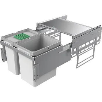 Odpadkový koš Cox® Base 360 K/500-2, odpadkový koš pro čelní výsuv, s bio víkem, světle šedá, V 360mm