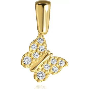 Přívěsek Přívěsek ze 14K zlata - motýlek se strukturovanými křídly a zirkony