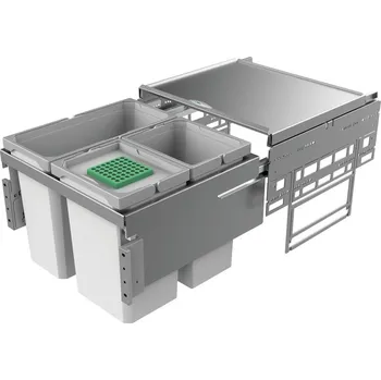 Odpadkový koš Cox® Base 360 S/500-3, odpadkový koš pro čelní výsuv, s bio víkem, světle šedá, V 360mm