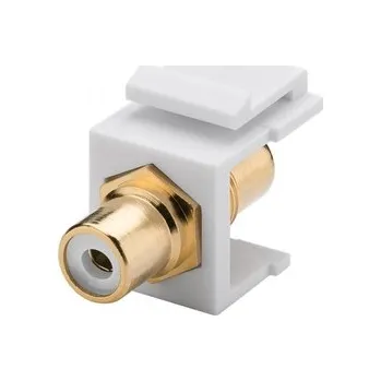 Audio kabel Keystone konektor, prodlužovací RCA kabel, bílý