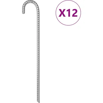 vidaXL Stanové kolíky 12 ks 41,5 cm Ø 12 mm pozinkovaná ocel